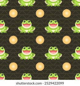 Seamless Pattern Abstract Elements Animal Frog Vector Design Style Background Illustration Texture For Prints Textiles, Clothing, Gift Wrap, Wallpaper, Pastel