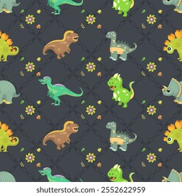 Seamless Pattern Abstract Elements Animal Dino Vector Design Style Background Illustration Texture For Prints Textiles, Clothing, Gift Wrap, Wallpaper, Pastel