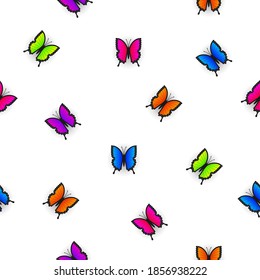 Seamless Pattern Abstract Elements  Butterfly Butterflies Shadow Vector Design Style Background Illustration