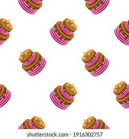 Seamless Pattern Abstract Elements Cake Sweet Birtday Vector Design Style Background Illustration