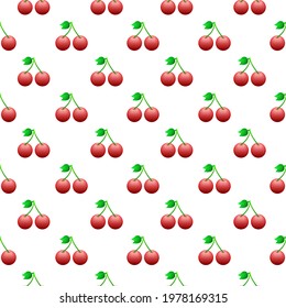 Seamless Pattern Abstract Elements Cherry Food Berry Vector Design Style Background Illustration