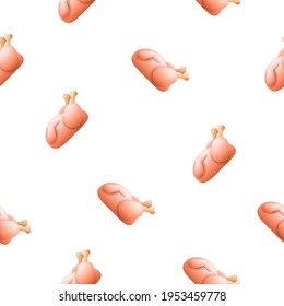 Seamless Pattern Abstract Elements Chicken Butcher Vector Design Style Background Illustration