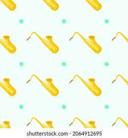 Seamless Pattern Abstract Elements Concert, Performance, Music Trumpet Vector Design Style Background Illustration Texture For Prints Textiles, Clothing, Gift Wrap, Wallpaper, Pastel