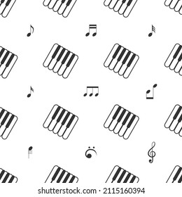 Seamless Pattern Abstract Elements Concert, Performance, Music Piano Keys Notes Vector Design Style Background Illustration Texture For Prints Textiles, Clothing, Gift Wrap, Wallpaper, Pastel