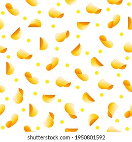 Seamless Pattern Abstract Elements Crisps Snacks Fast Food Vector Design Style Background Illustration