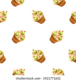 Seamless Pattern Abstract Elements Cupcake Sweet Birtday Vector Design Style Background Illustration