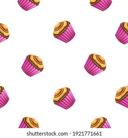 Seamless Pattern Abstract Elements Cupcake Sweet Birtday Vector Design Style Background Illustration