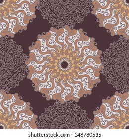 Seamless pattern with abstract elements, damask tiles. Vector illustration