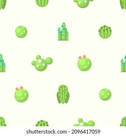 Seamless Pattern Abstract Elements Different Cactus Plant Botanic Vector Design Style Background Illustration Texture For Prints Textiles, Clothing, Gift Wrap, Wallpaper, Pastel