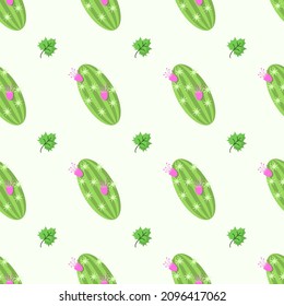 Seamless Pattern Abstract Elements Different Cactus Plant Botanic Vector Design Style Background Illustration Texture For Prints Textiles, Clothing, Gift Wrap, Wallpaper, Pastel