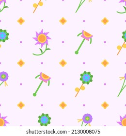 Seamless Pattern Abstract Elements Different Plant Botanic Vector Design Style Background Illustration Texture For Prints Textiles, Clothing, Gift Wrap, Wallpaper, Pastel