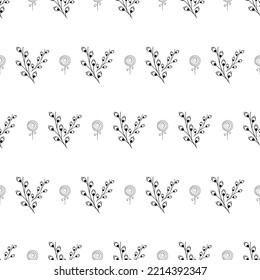 Seamless Pattern Abstract Elements Different Plant Botanic Vector Design Style Background Illustration Texture For Prints Textiles, Clothing, Gift Wrap, Wallpaper, Pastel