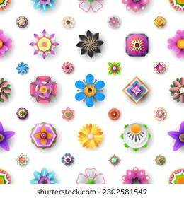 Seamless Pattern Abstract Elements Different Flower Plant Botanic Vector Design Style Background Illustration Texture For Prints Textiles, Clothing, Gift Wrap, Wallpaper, Pastel