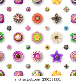 Seamless Pattern Abstract Elements Different Flower Plant Botanic Vector Design Style Background Illustration Texture For Prints Textiles, Clothing, Gift Wrap, Wallpaper, Pastel