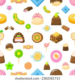 Seamless Pattern Abstract Elements Different Sweets Food Lollipops Candy Vector Design Style Background Illustration Texture For Prints Textiles, Clothing, Gift Wrap, Wallpaper, Pastel