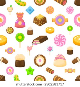 Seamless Pattern Abstract Elements Different Sweets Food Lollipops Candy Vector Design Style Background Illustration Texture For Prints Textiles, Clothing, Gift Wrap, Wallpaper, Pastel