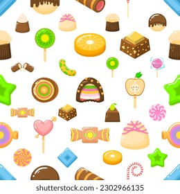 Seamless Pattern Abstract Elements Different Sweets Food Lollipops Candy Vector Design Style Background Illustration Texture For Prints Textiles, Clothing, Gift Wrap, Wallpaper, Pastel