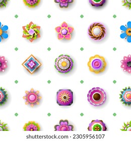 Seamless Pattern Abstract Elements Different Flower Plant Botanic Vector Design Style Background Illustration Texture For Prints Textiles, Clothing, Gift Wrap, Wallpaper, Pastel