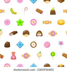 Seamless Pattern Abstract Elements Different Sweets Food Lollipops Candy Vector Design Style Background Illustration Texture For Prints Textiles, Clothing, Gift Wrap, Wallpaper, Pastel