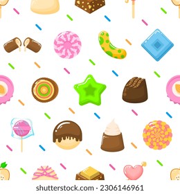 Seamless Pattern Abstract Elements Different Sweets Food Lollipops Candy Vector Design Style Background Illustration Texture For Prints Textiles, Clothing, Gift Wrap, Wallpaper, Pastel