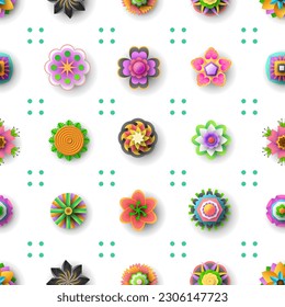 Seamless Pattern Abstract Elements Different Flower Plant Botanic Vector Design Style Background Illustration Texture For Prints Textiles, Clothing, Gift Wrap, Wallpaper, Pastel