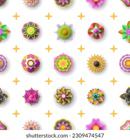 Seamless Pattern Abstract Elements Different Flower Plant Botanic Vector Design Style Background Illustration Texture For Prints Textiles, Clothing, Gift Wrap, Wallpaper, Pastel