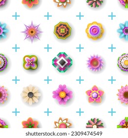 Seamless Pattern Abstract Elements Different Flower Plant Botanic Vector Design Style Background Illustration Texture For Prints Textiles, Clothing, Gift Wrap, Wallpaper, Pastel