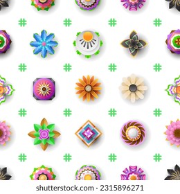 Seamless Pattern Abstract Elements Different Flower Plant Botanic Vector Design Style Background Illustration Texture For Prints Textiles, Clothing, Gift Wrap, Wallpaper, Pastel