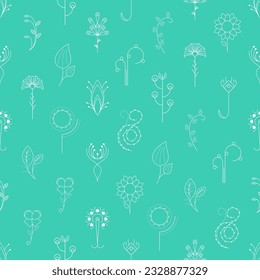 Seamless Pattern Abstract Elements Different Plant Botanic Vector Design Style Background Illustration Texture For Prints Textiles, Clothing, Gift Wrap, Wallpaper, Pastel
