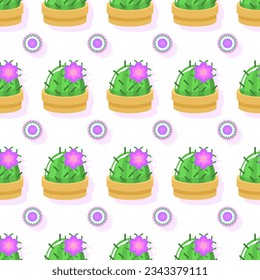 Seamless Pattern Abstract Elements Different Cactus Plant Botanic Vector Design Style Background Illustration Texture For Prints Textiles, Clothing, Gift Wrap, Wallpaper, Pastel