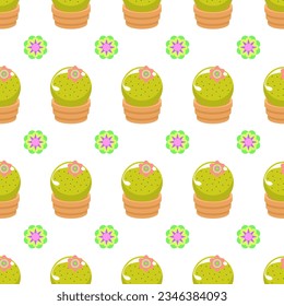 Seamless Pattern Abstract Elements Different Cactus Plant Botanic Vector Design Style Background Illustration Texture For Prints Textiles, Clothing, Gift Wrap, Wallpaper, Pastel