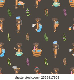 Seamless Pattern Abstract Elements Different Animal Dachshunds Dog Wildlife Vector Design Style Background Illustration Texture For Prints Textiles, Clothing, Gift Wrap, Wallpaper, Pastel