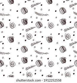 Seamless pattern with Abstract elements. Doodle objects. For printing wrapping paper, packaging, fabric. Hand Drawn vector illustration.