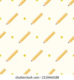 Seamless Pattern Abstract Elements Education School College Study Pencil Vector Design Style Background Illustration Texture For Prints Textiles, Clothing, Gift Wrap, Wallpaper, Pastel