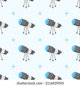 Seamless Pattern Abstract Elements Education School College Study Stars Telescope Vector Design Style Background Illustration Texture For Prints Textiles, Clothing, Gift Wrap, Wallpaper, Pastel