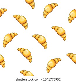 Seamless Pattern Abstract Elements Fast Food Croissant Vector Design Style Background Illustration
