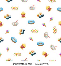 Seamless Pattern Abstract Elements Fast Food Vector Design Style Background Illustration