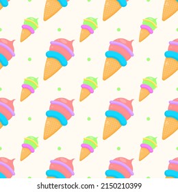 Seamless Pattern Abstract Elements Fast Food Ice Cream Vector Design Style Background Illustration Texture For Prints Textiles, Clothing, Gift Wrap, Wallpaper, Pastel