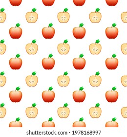 Seamless Pattern Abstract Elements Food Fruit Apple Vector Design Style Background Illustration