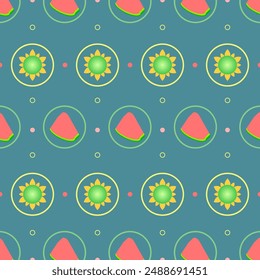 Seamless Pattern Abstract Elements Fruits Food Watermelon Vector Design Style Background Illustration Texture For Prints Textiles, Clothing, Gift Wrap, Wallpaper, Pastel