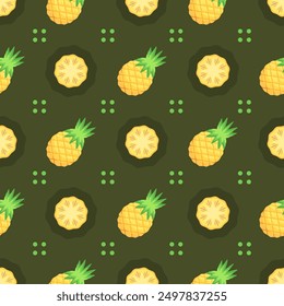 Seamless Pattern Abstract Elements Fruits Food Pineapple Vector Design Style Background Illustration Texture For Prints Textiles, Clothing, Gift Wrap, Wallpaper, Pastel