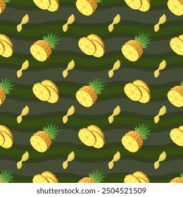 Seamless Pattern Abstract Elements Fruits Food Pineapple Vector Design Style Background Illustration Texture For Prints Textiles, Clothing, Gift Wrap, Wallpaper, Pastel