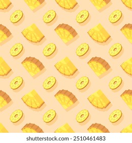 Seamless Pattern Abstract Elements Fruits Food Pineapple Vector Design Style Background Illustration Texture For Prints Textiles, Clothing, Gift Wrap, Wallpaper, Pastel