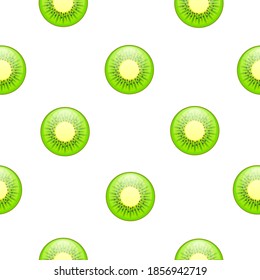 Seamless Pattern Abstract Elements Green Kiwi Food Vector Design Style Background