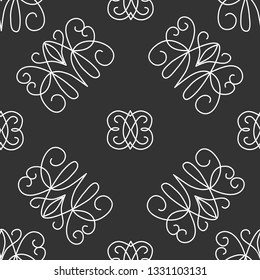 Seamless pattern, abstract elements, hand drawn, geometric shapes, ethnic motif, dark  background, vector illustration