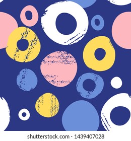 Seamless pattern with abstract elements, hand drawn circles