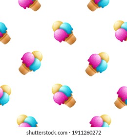 Seamless Pattern Abstract Elements Ice Cream Food Vector Design Style Background Illustration