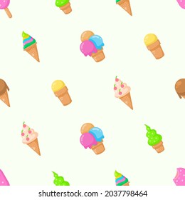 Seamless Pattern Abstract Elements Ice Cream Food Delicious Tasty Vector Design Style Background Illustration Texture For Prints Textiles, Clothing, Gift Wrap, Wallpaper, Pastel