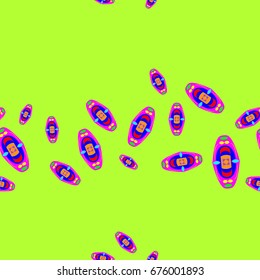 Seamless pattern with abstract elements. Items placement chaotic. Background is green.
