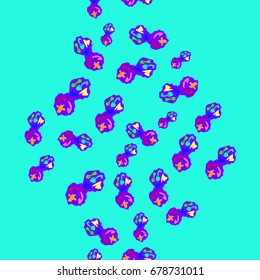 Seamless pattern with abstract elements. Items placement chaotic. Background is azure.